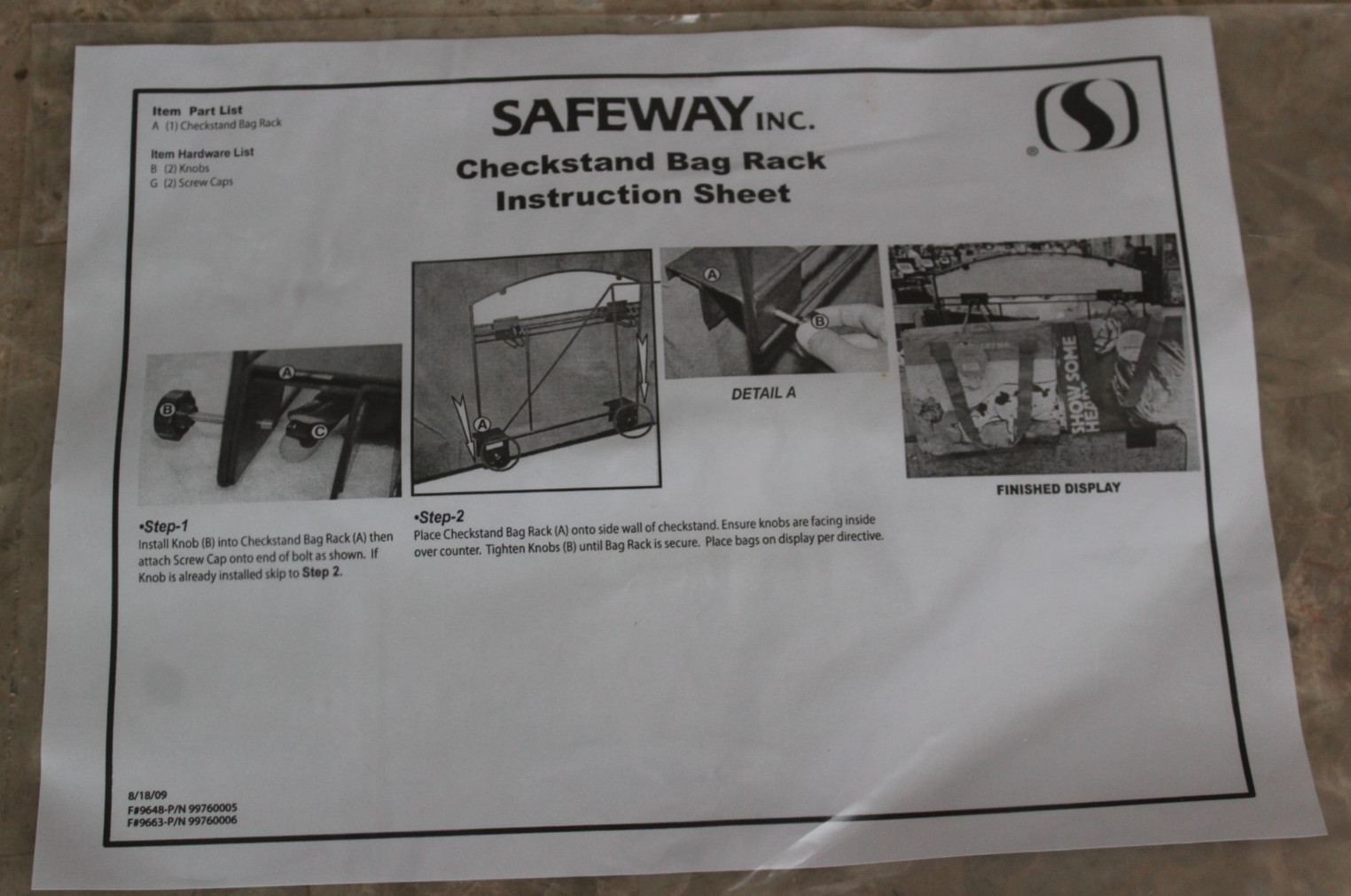 Grocery Store CheckStand Plastic Bag Rack
