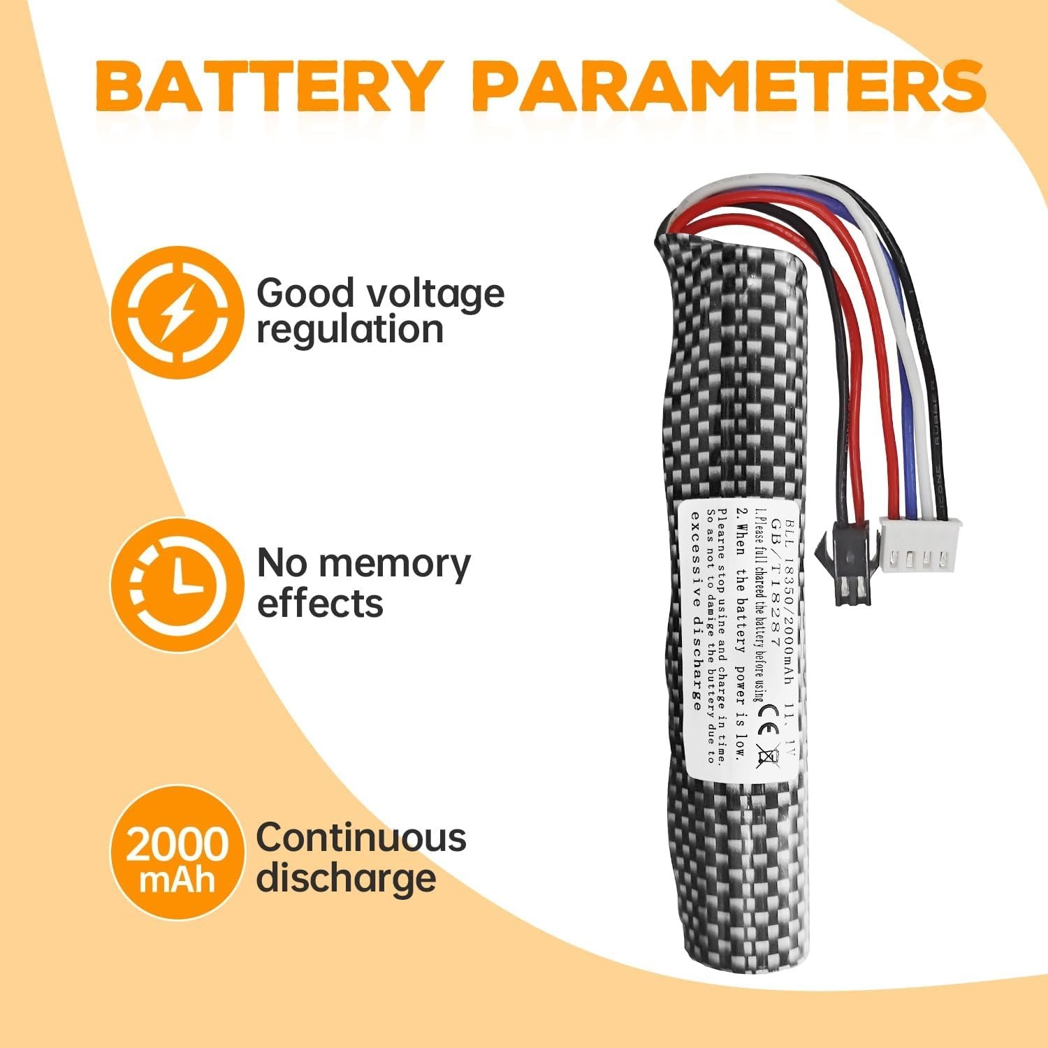 11.1V 2000mAh Li-ion Battery SM-2P Plug Connector for Airsoft Gel Water Ball Bla