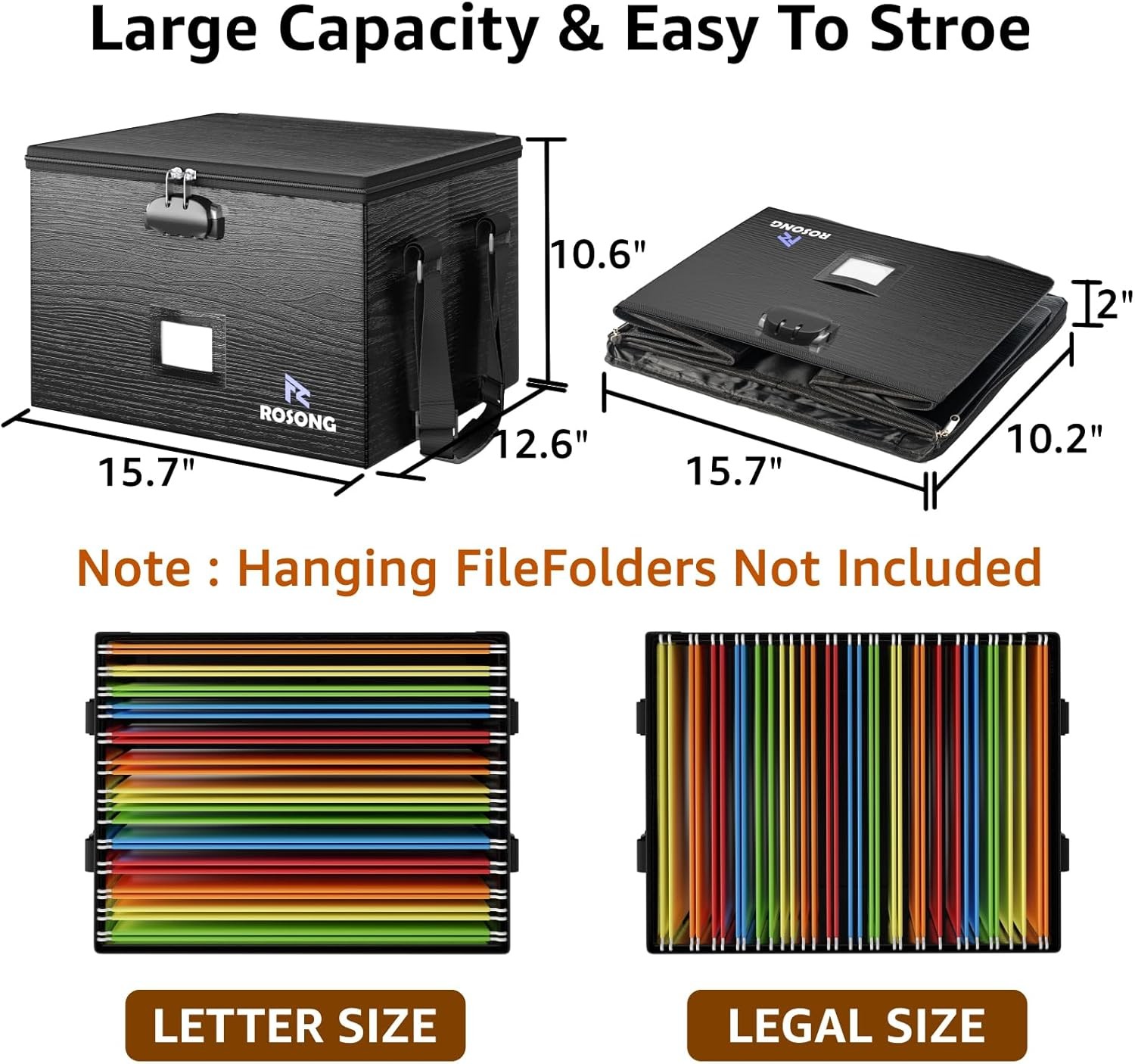Fireproof Document Box File Organizer Portable Locking Filing Storage Box W/
