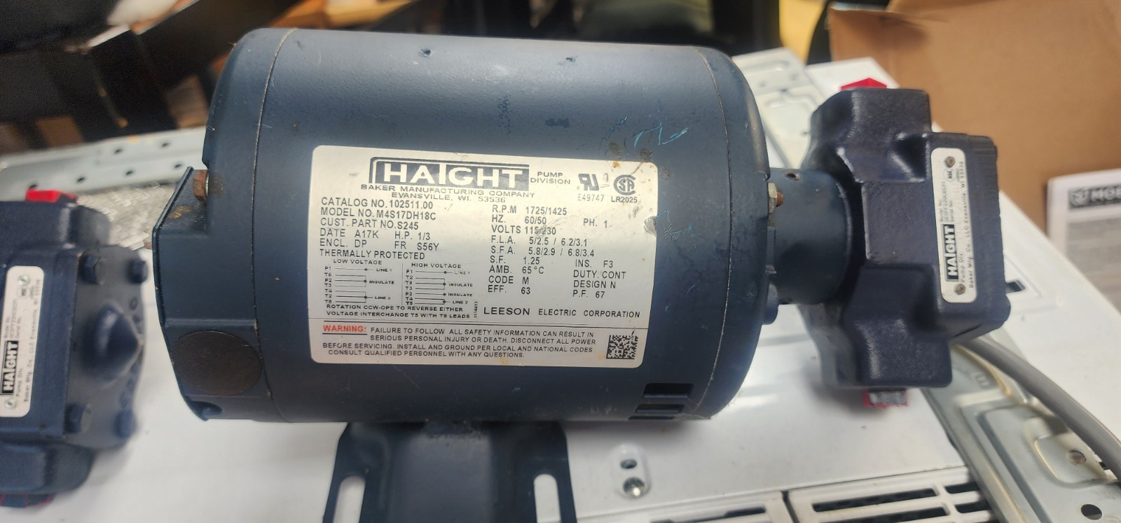 Haight 102511.00 Pump & Motor For Pitco Fryer M4S17DH18C NEW! FREE SHIPPING!