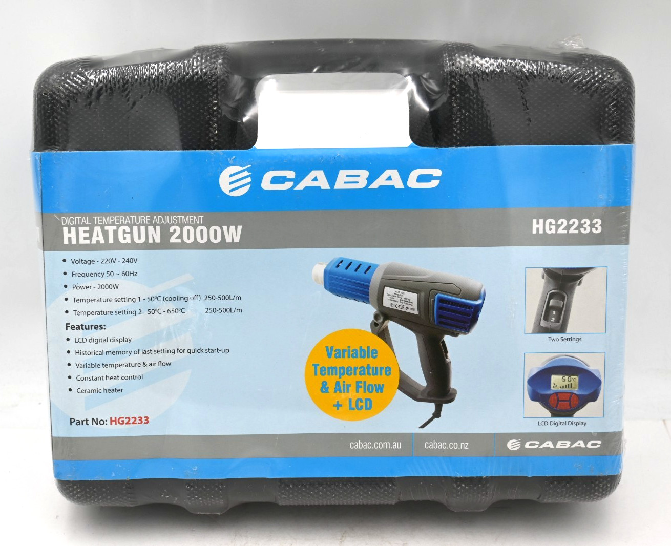 CABAC HG2233 DIGITAL HEAT GUN 2000W 220V-240V 50-60HZ