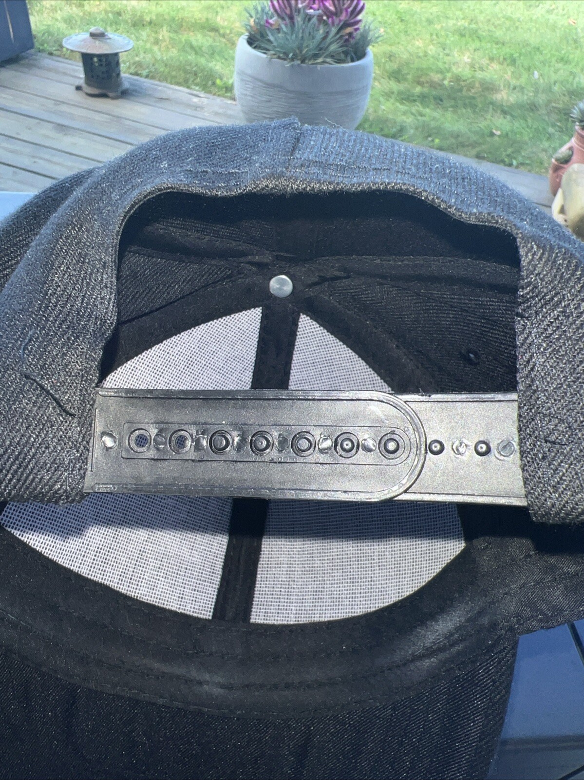 ‘Rock On” Skeleton Hand White on Black Hat Cap Unbranded Hook Loop