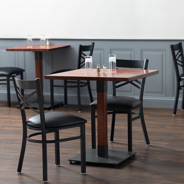 30'' Square Solid Wood Live Edge Restaurant Table Top in Mahogany Wood Finish