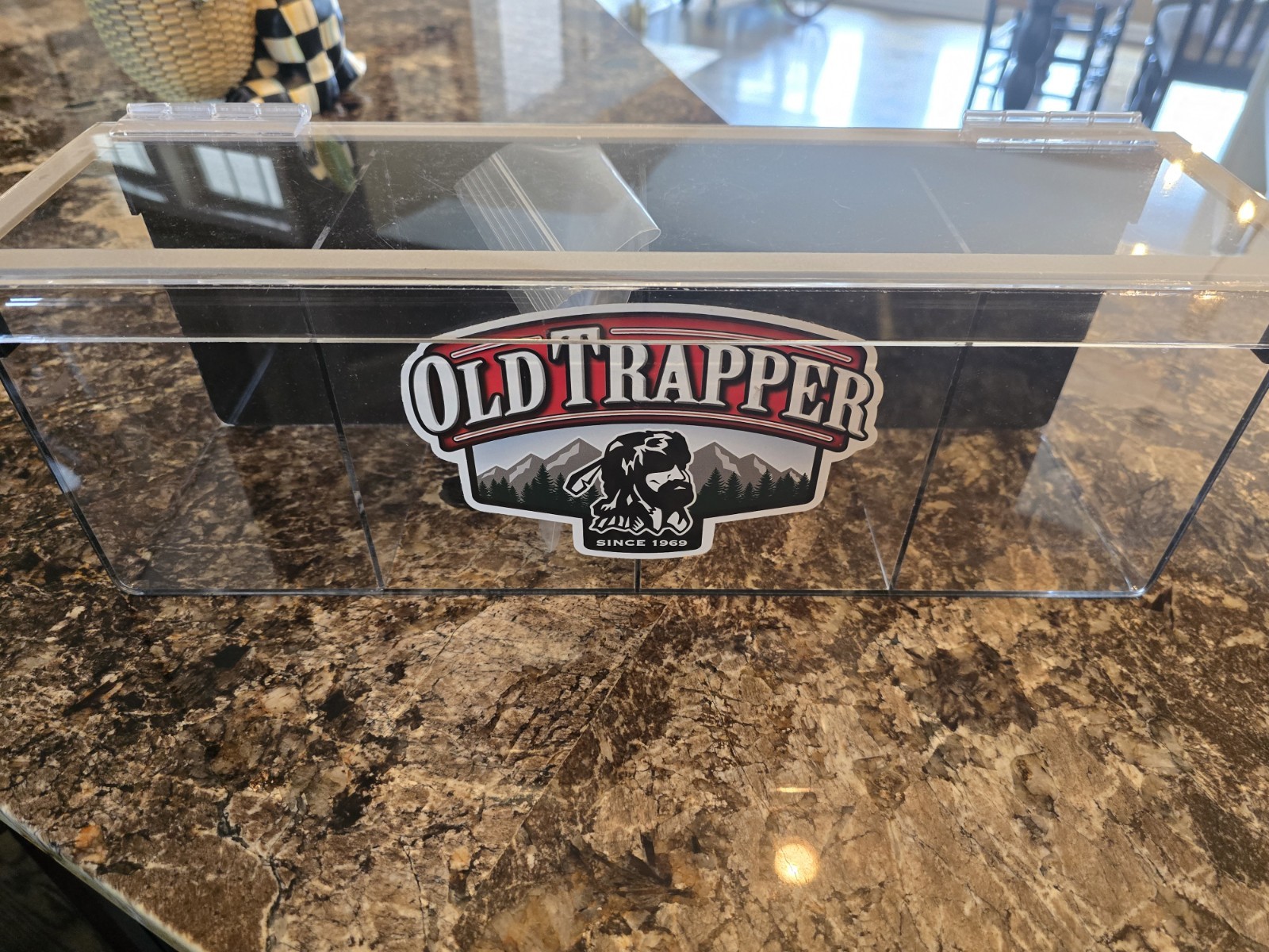 Old Trapper Jerky Rounds Large 4 Compartment Acrylic Display Case / Box