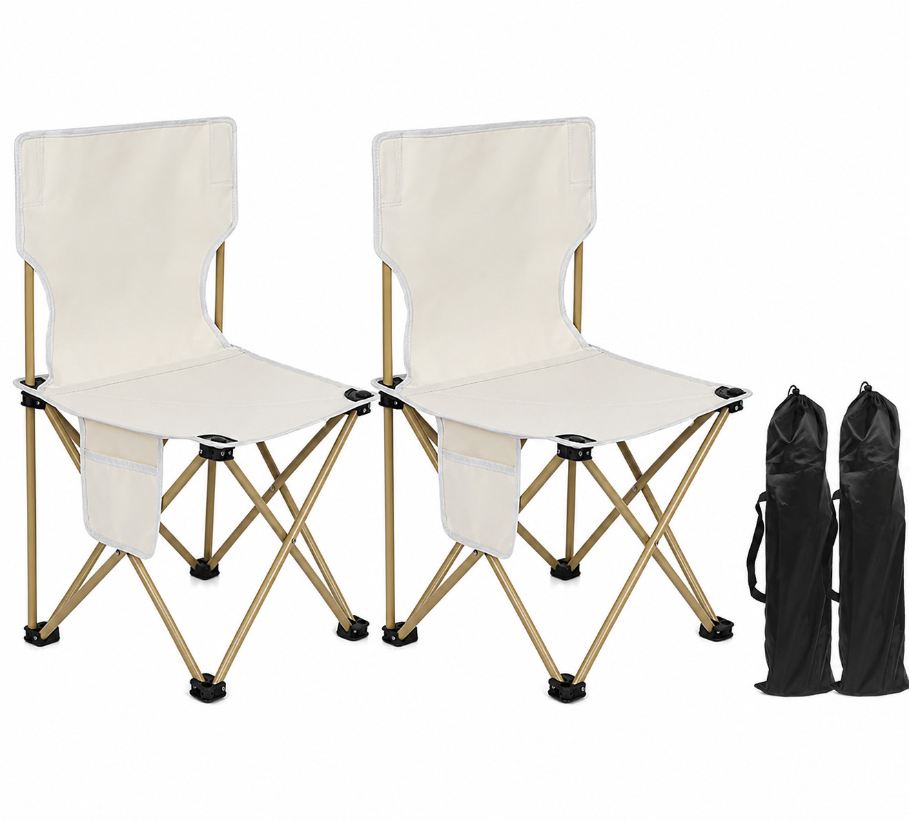 2Pack Portable Camping Chairs Folding Lawn Beach Chairs 400LB Cup Holder Bag
