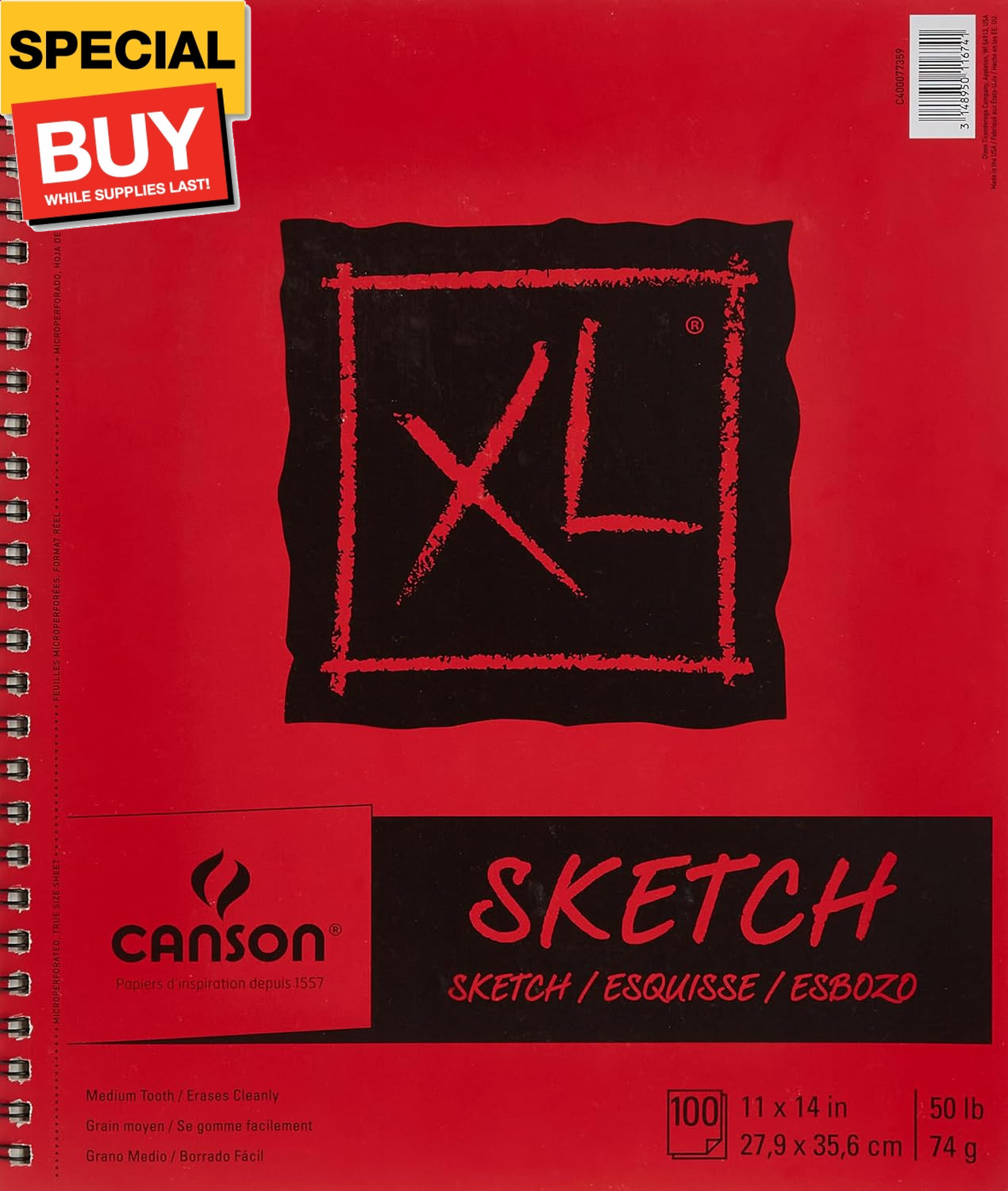 XL Series Sketchbook, Wirebound Pad, 11x14 inches, 100 Sheets (50lb/74g) - Artis