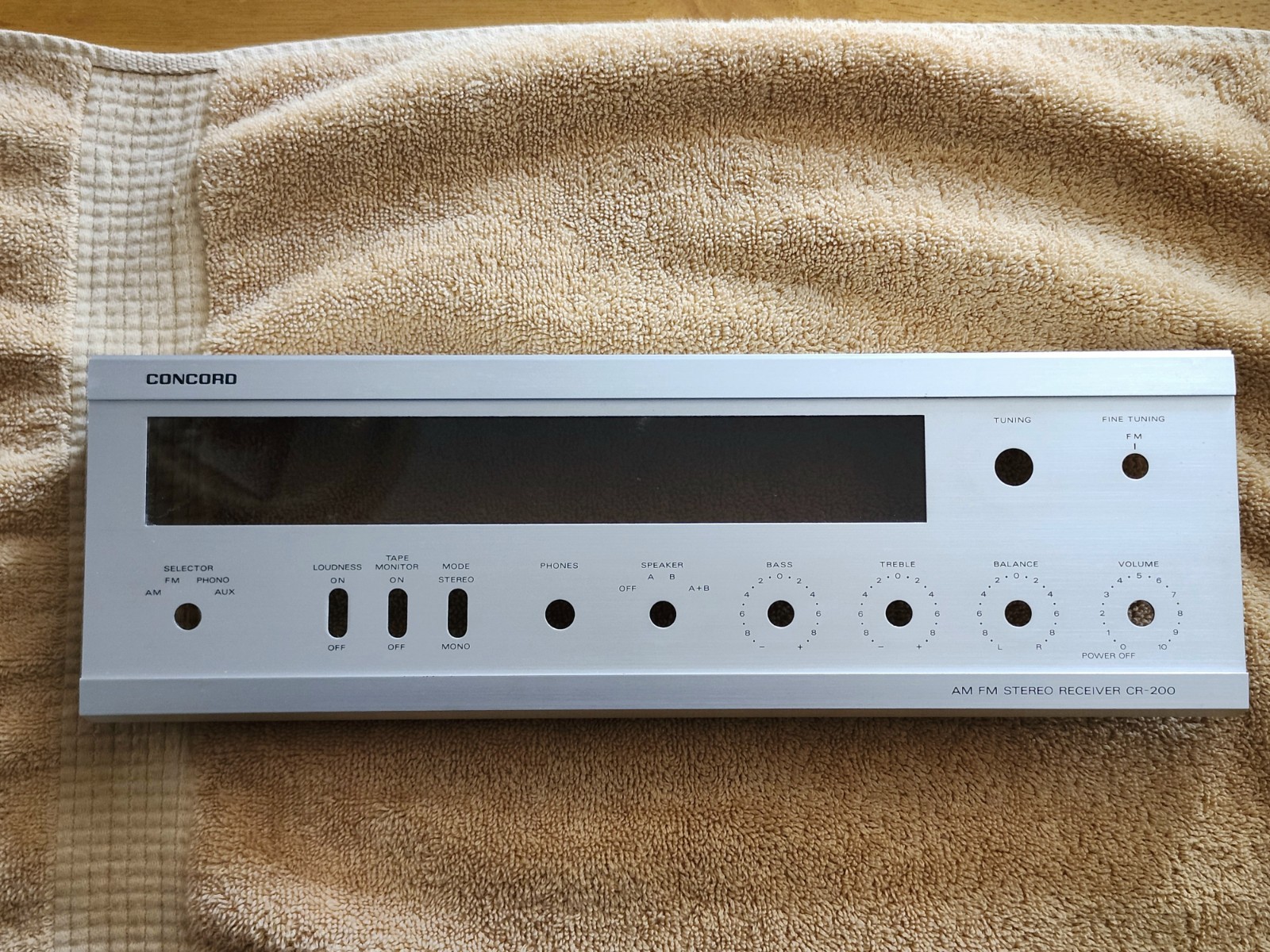 Concord CR-200 Receiver Silver Brushed Faceplate Face Plate - Good Condition