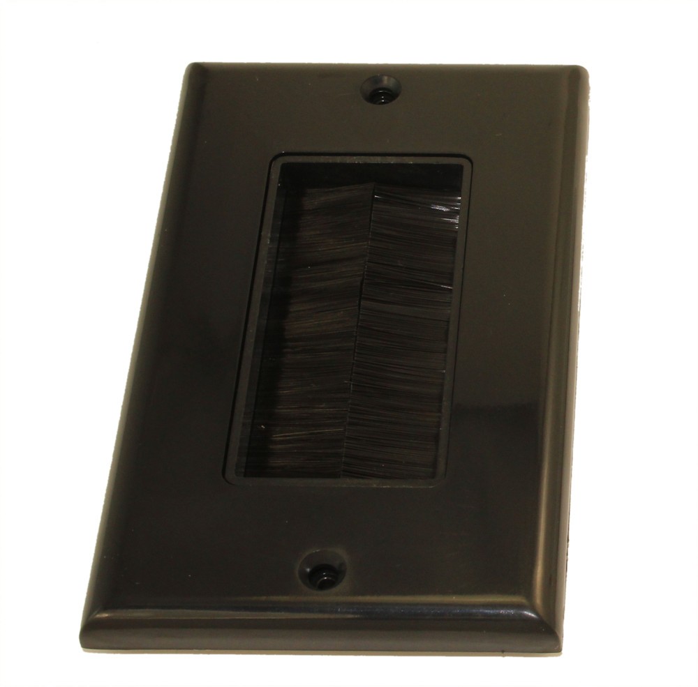Wallplate: Single-Gang Decora with Brush Pass-thru  Black