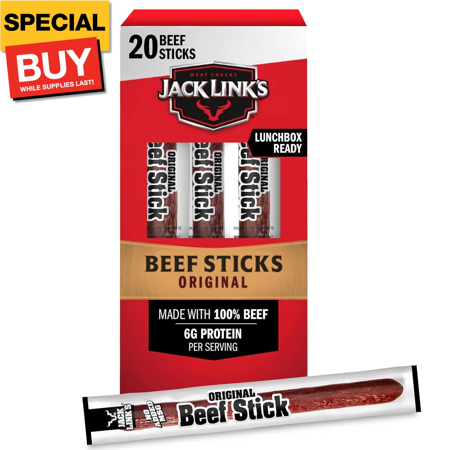 Beef Sticks, Original – Protein Snack, Meat Stick with 6g of Protein, Meat Snack