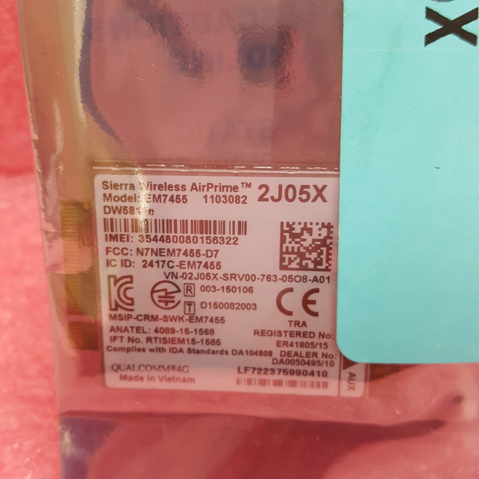 Dell Sierra Wireless DW5811E EM7455 Qualcomm WWAN NGFF Card REV A01 2J05X