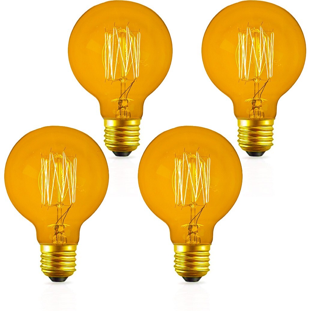 4 Pack of Dimmable G80 Vintage Edison Light Bulbs, 60W 2200K Amber Glow