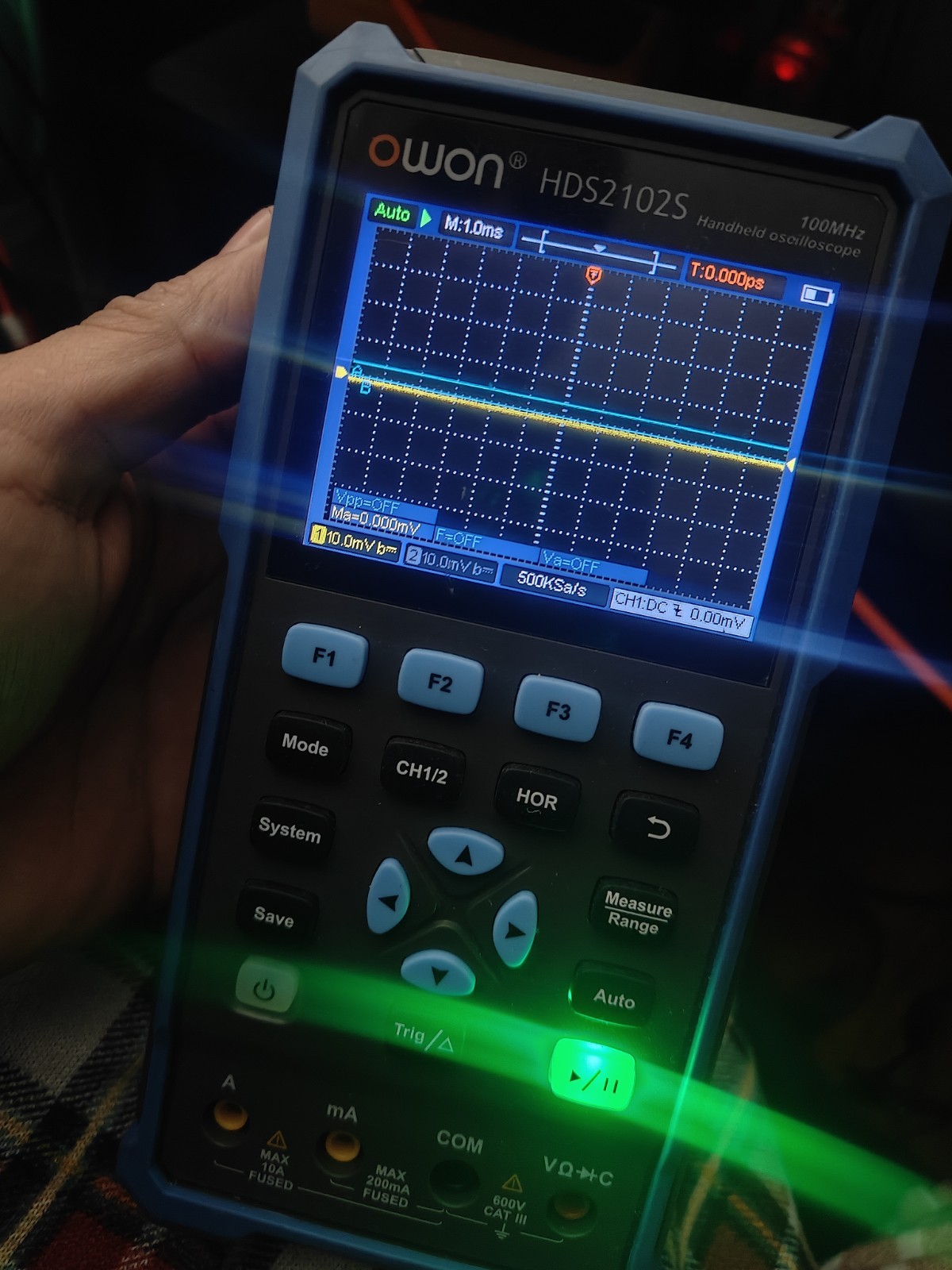 OWON HDS2102S Handheld Digital Oscilloscope 100MHz 2-Ch 12-bit 500kSa/s