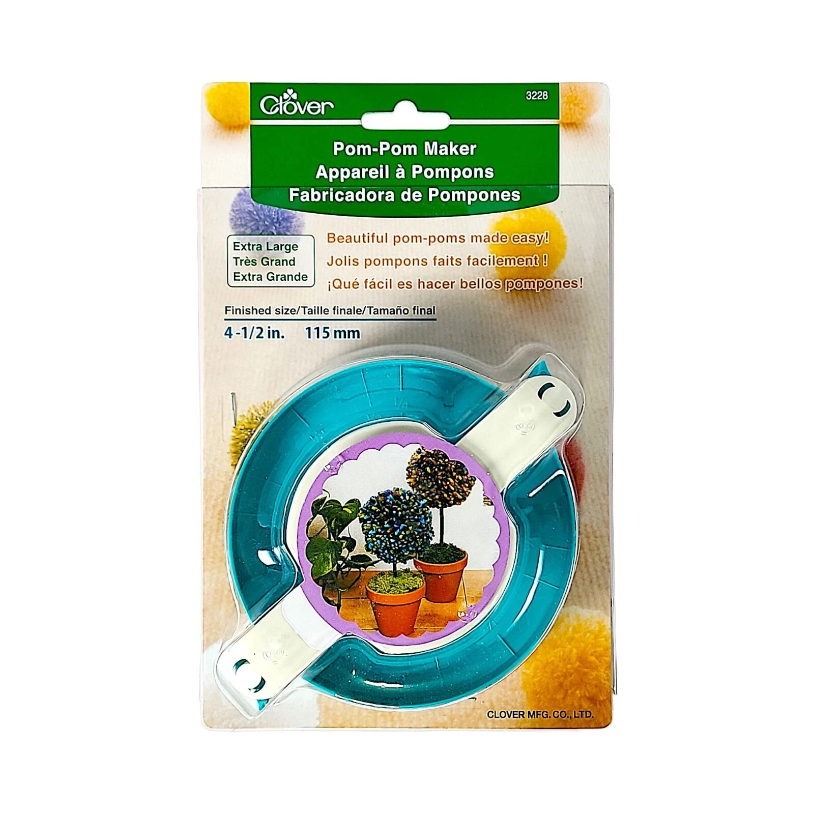 Clover Pom-Pom Maker Extra-Large (Finished Size 4-1/2 inches) Item #3228 New