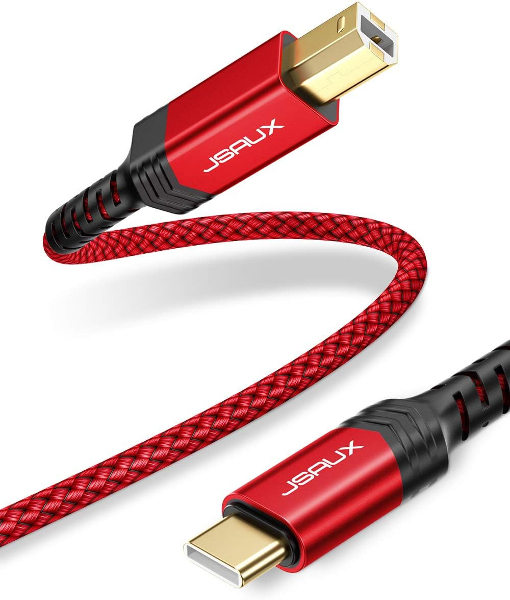 USB B to USB C Cable 10Ft, USB C Printer Cable Compatible with Macbook Pro, HP,