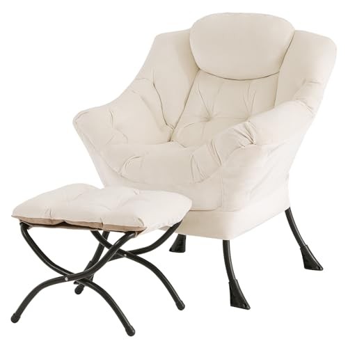Modern Large Accent Lounge Lazy Chair, Leisure Sofa Reading Armchair Beige