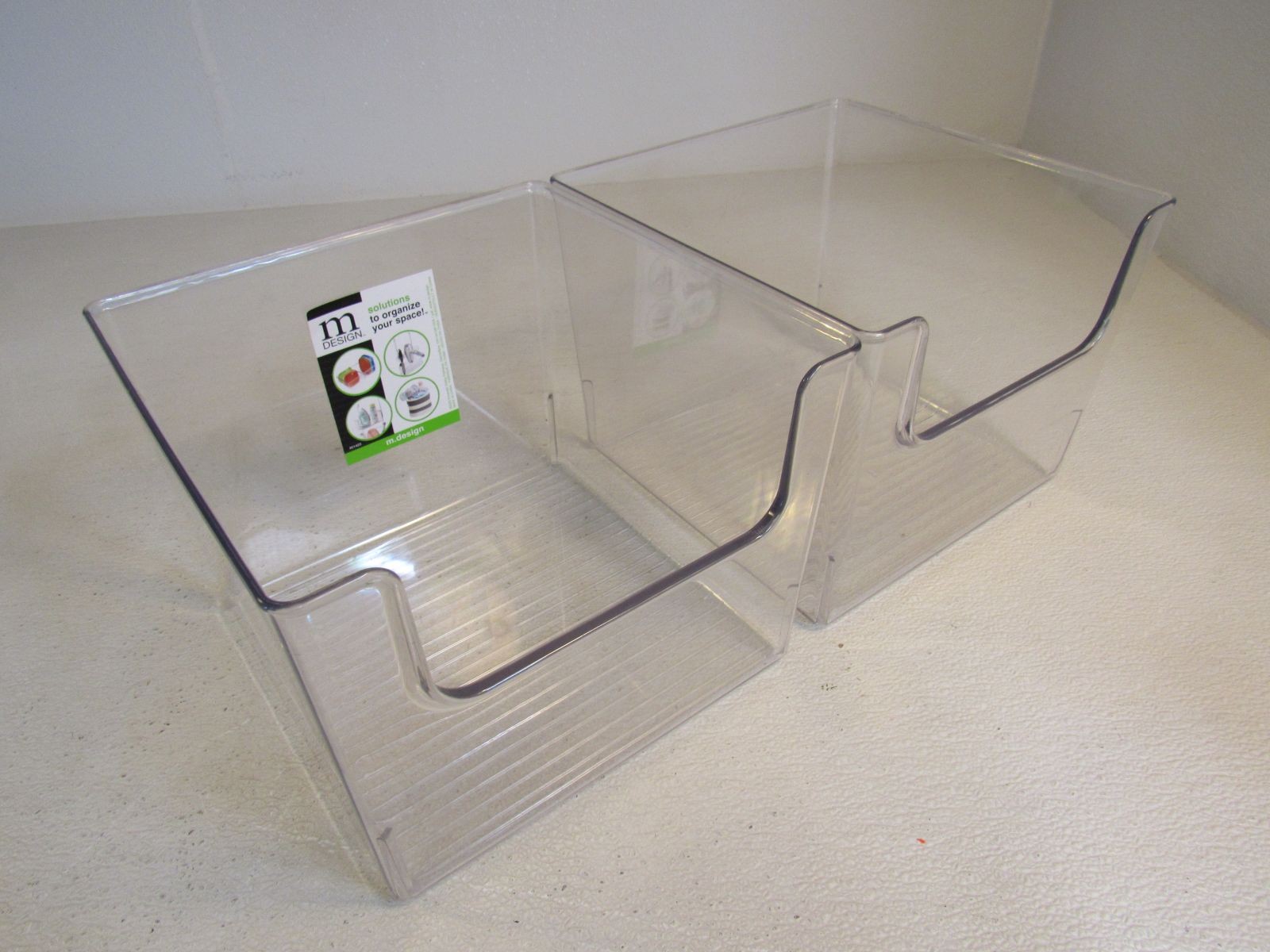 M Design Organizing Bins Lot of 2 9.25in x 9.25in x 8in Clear RI1423
