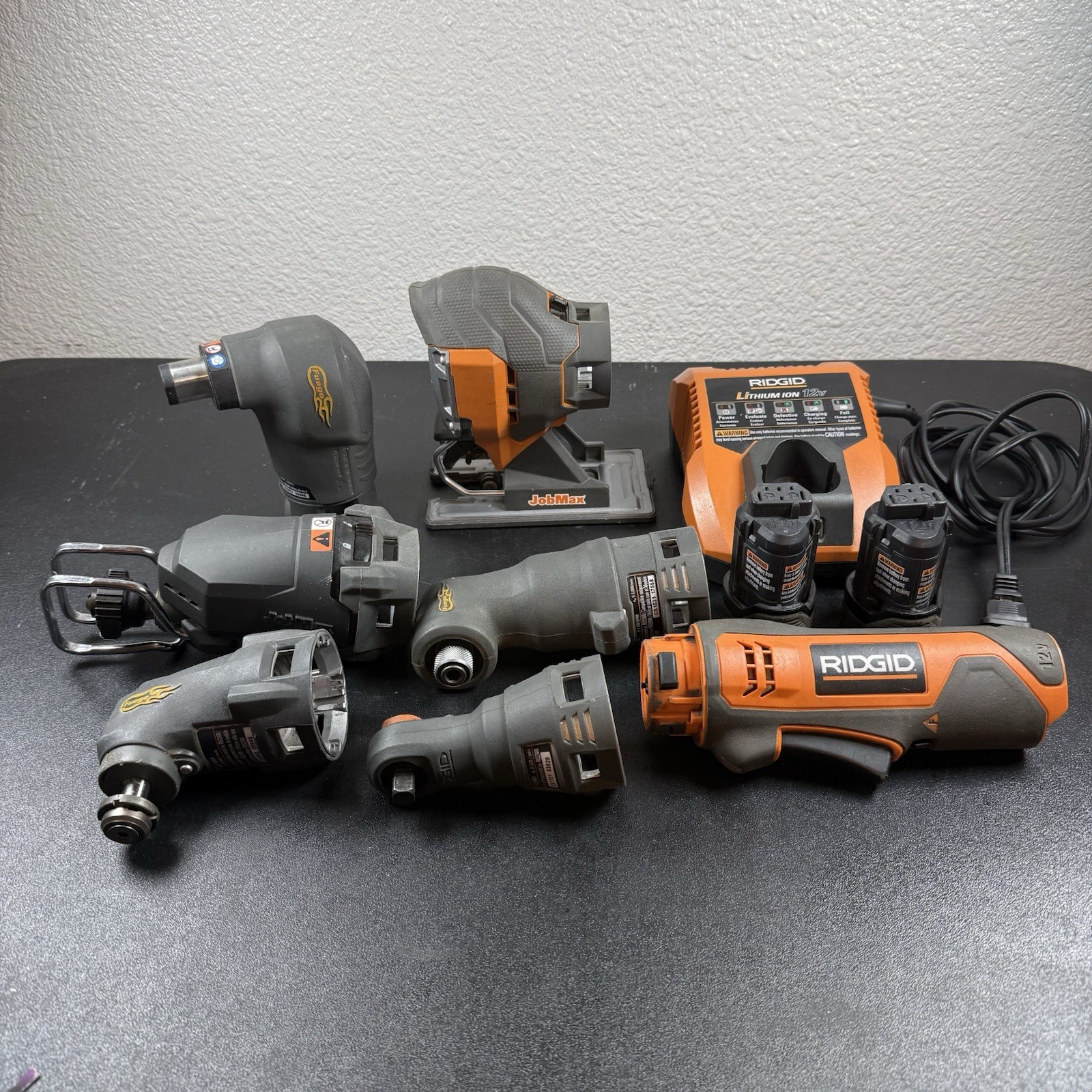 Rigid 12v JobMax System With 6 Head, Two OEM Batteries & Charger