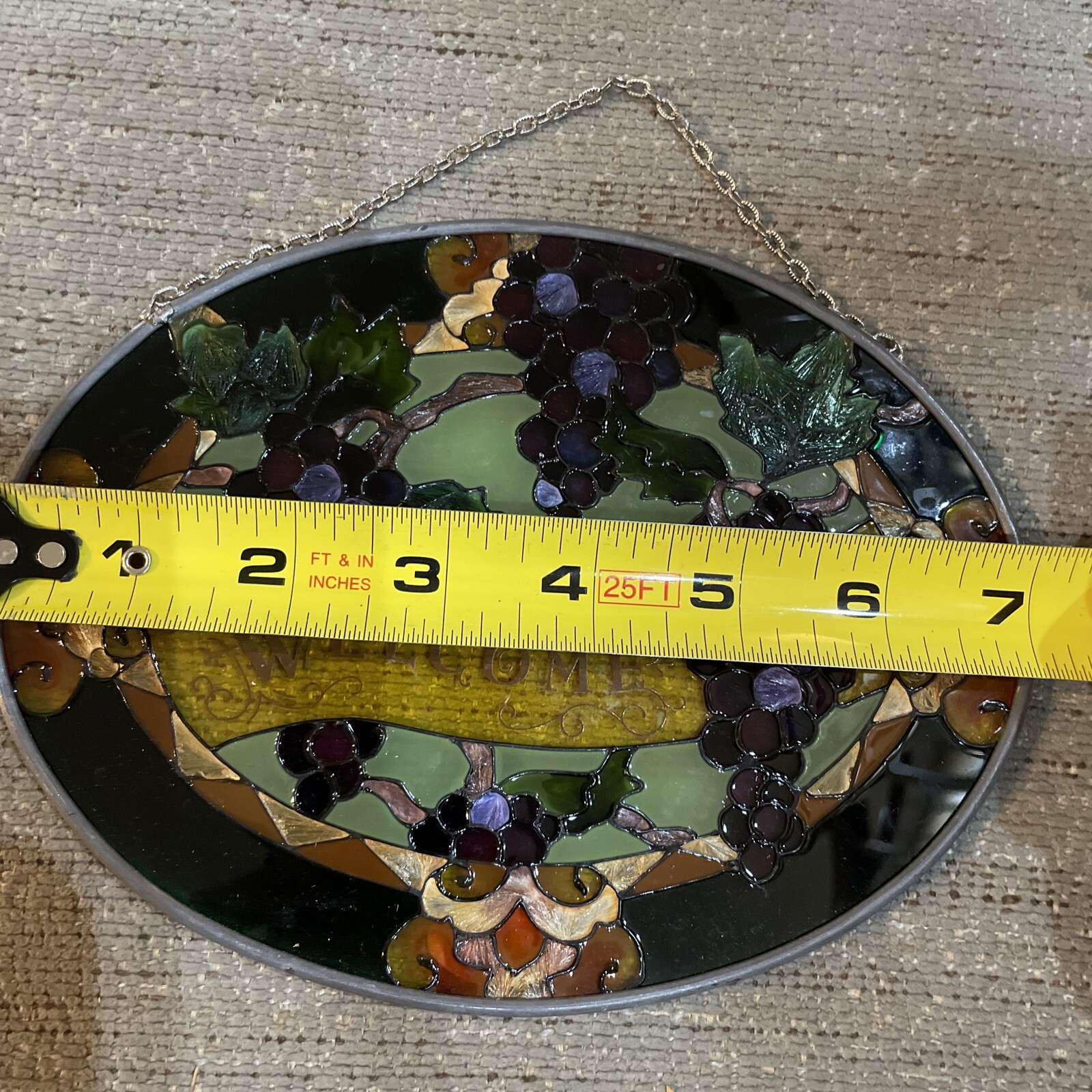 Welcome Suncatcher with Grapes 7" x 5.5"