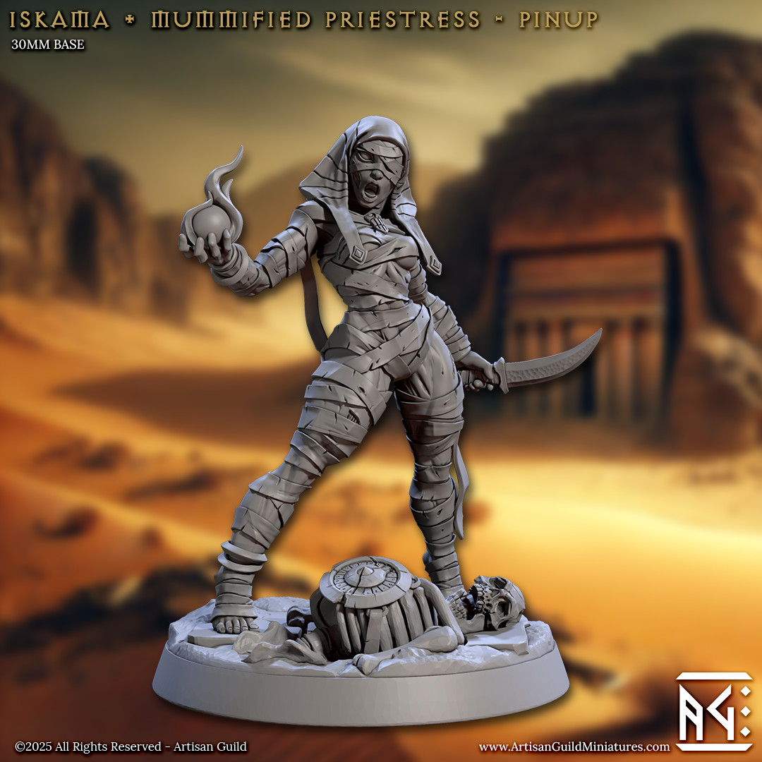 Iskama - Mummified Priest Pinup SFW - Artisan Guild - Dungeons and Dragons
