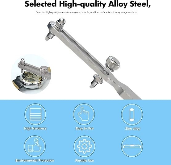 Adjustable Watch Back Remover Tool, Wrench Type Watch Case Back Opener Remover
