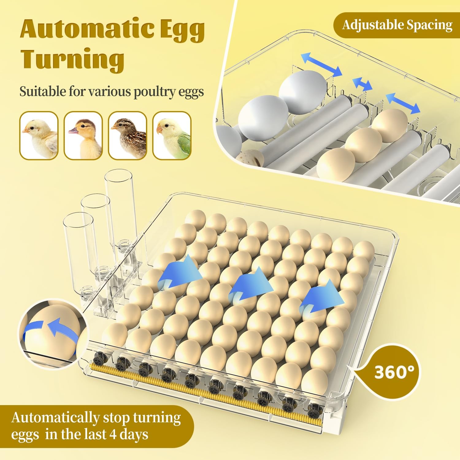 216 Egg Incubator for Hatching Eggs Fully Automatic Egg Incubator 216-eggs-A