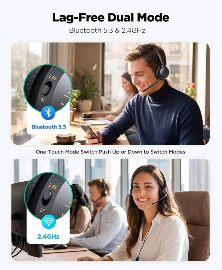 acer Wireless Bluetooth Headset with Mic and Charge Stand for Work, PC, OHR689
