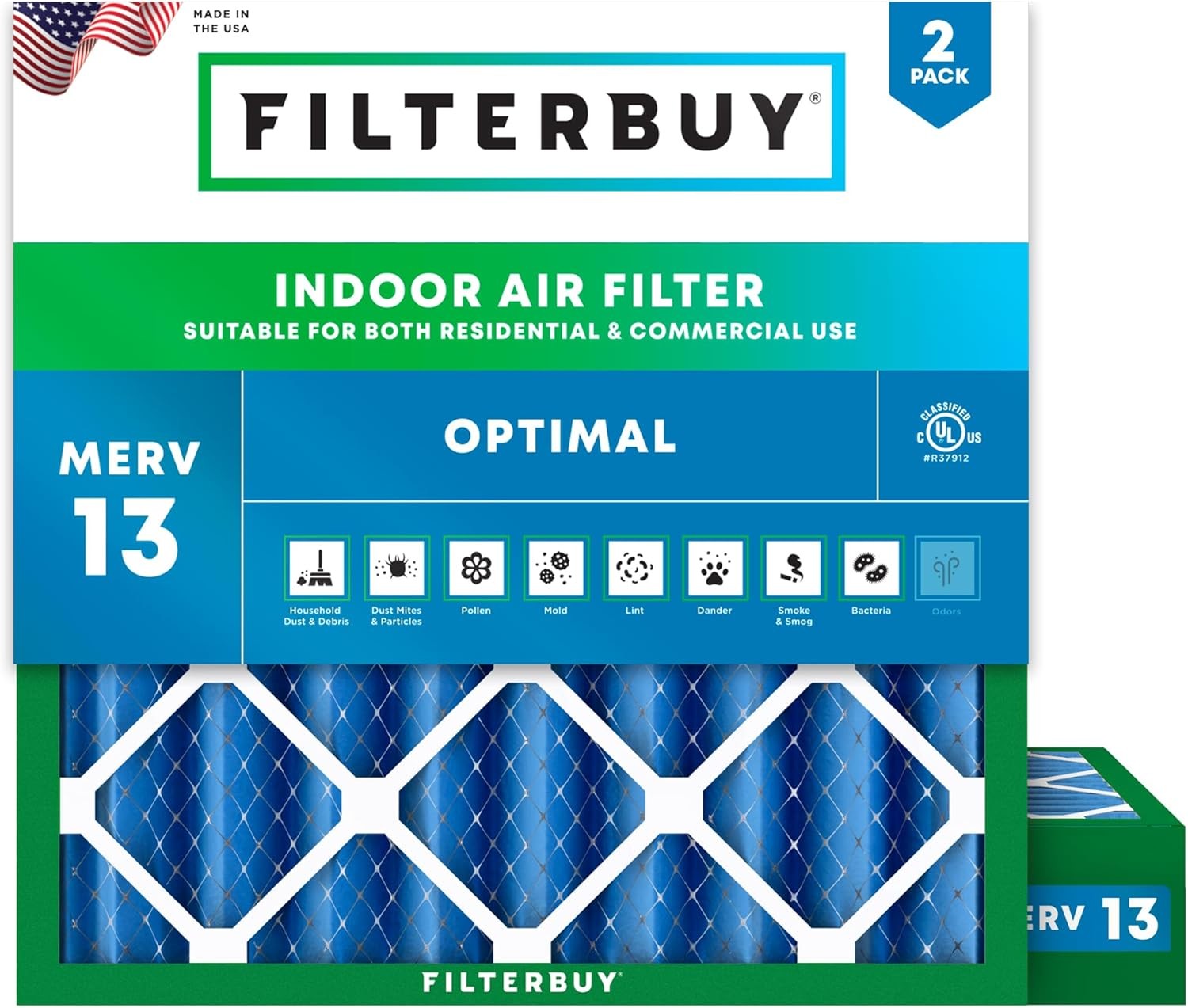 Filterbuy 25x11.25x4 MERV 13 Air Filter Replacement HVAC Furnace