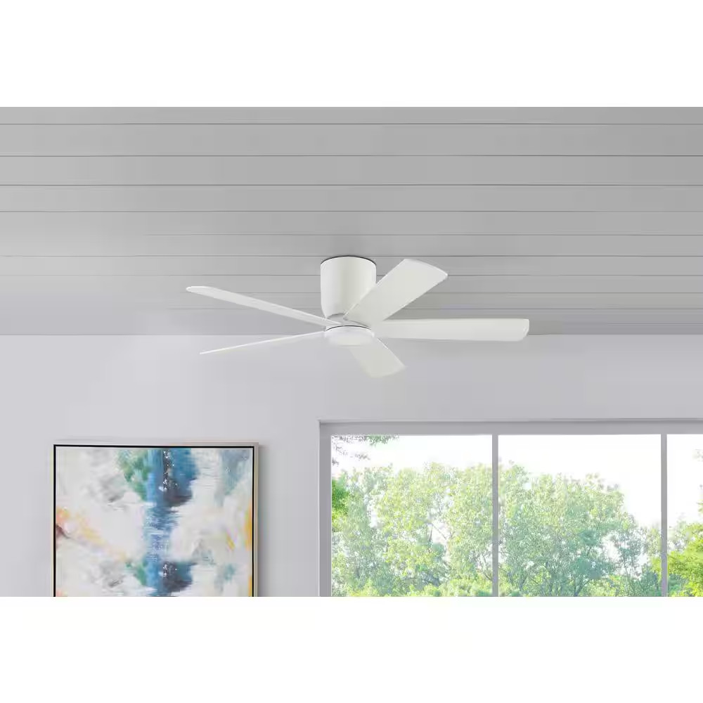 Britton 52 In. Integrated LED Indoor Matte White Ceiling Fan with Light Kit and