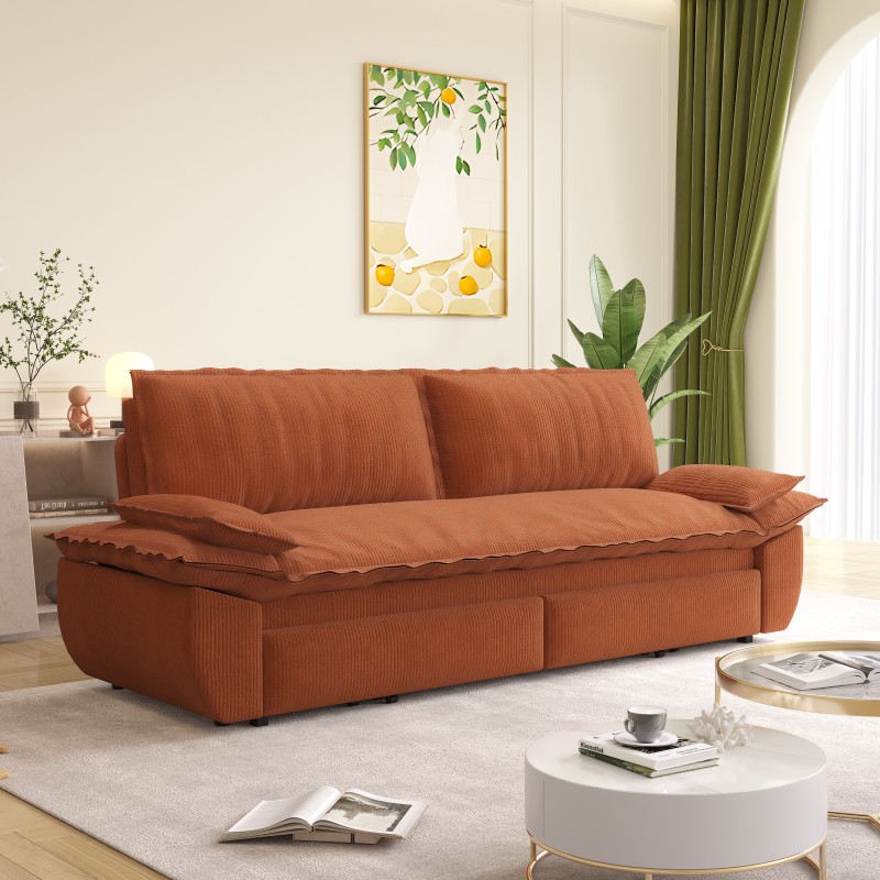 Zafly Queen Pull Out Sofa Bed, Convertible Sleeper Couch 73.2 Inch Red Velvet