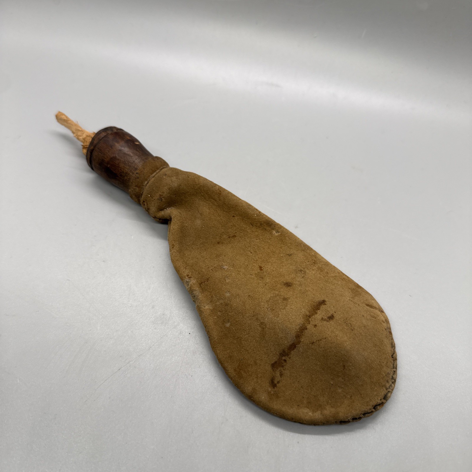 Leather Wood Powder Flask for Rifle Brown  Powder Shooting 7.5x3”