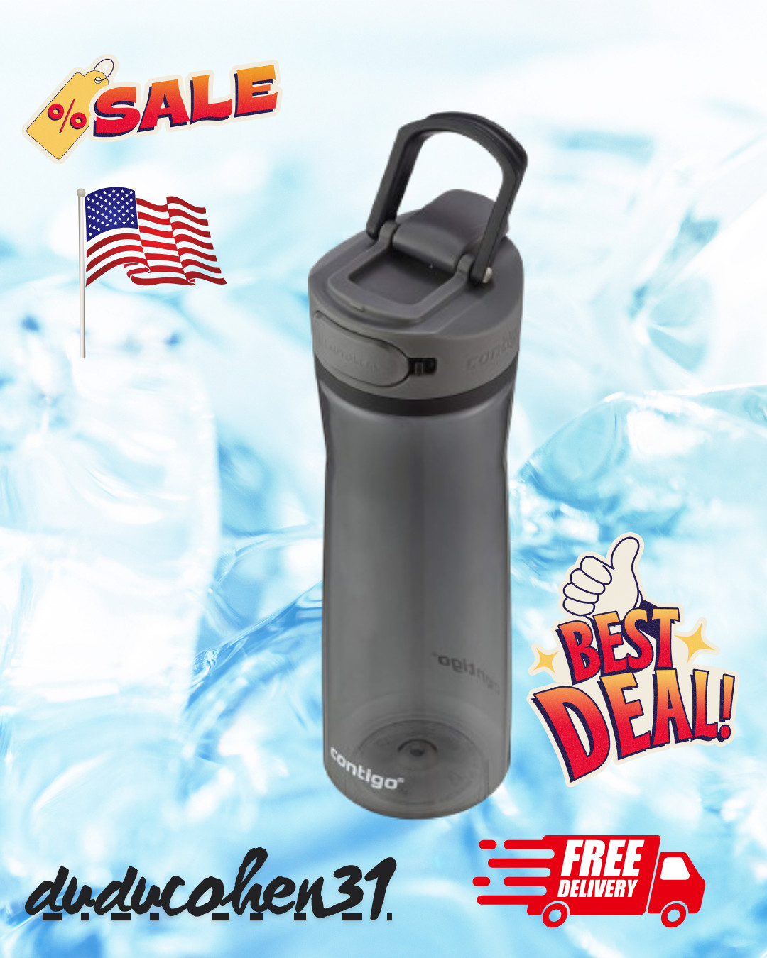 Contigo 24 oz Plastic Water Bottle with Lid