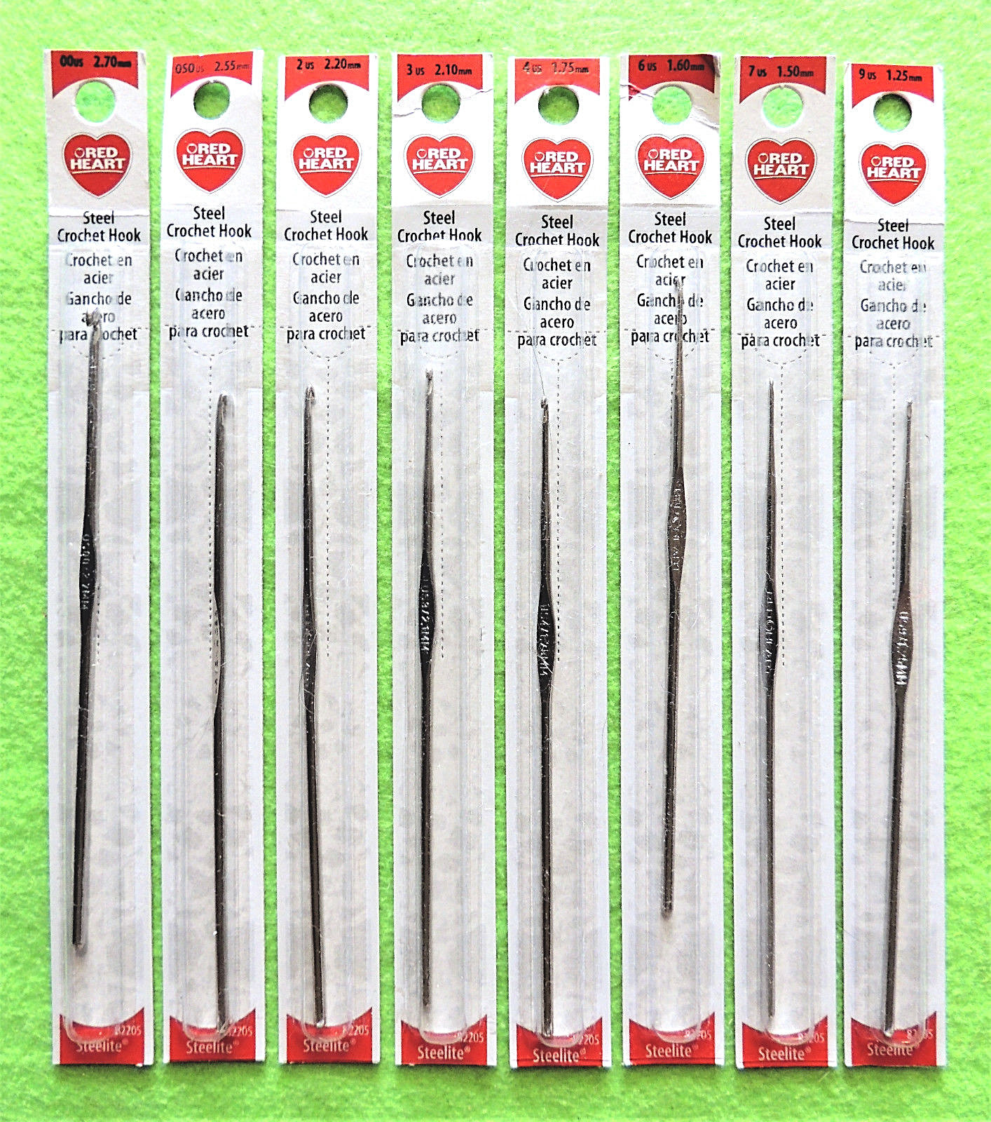 5" Coats & Clark Steelite Crochet Hooks US 0S0, 00, 2, 3, 4, 6, 7 or 9 Red Heart