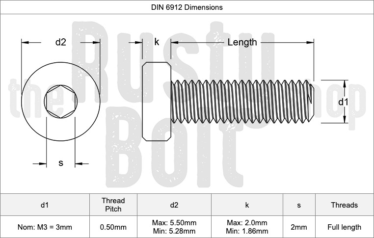 M3 x 30mm, Low Profile Socket Head Cap Screws, A2 304 18-8, Stainless Steel