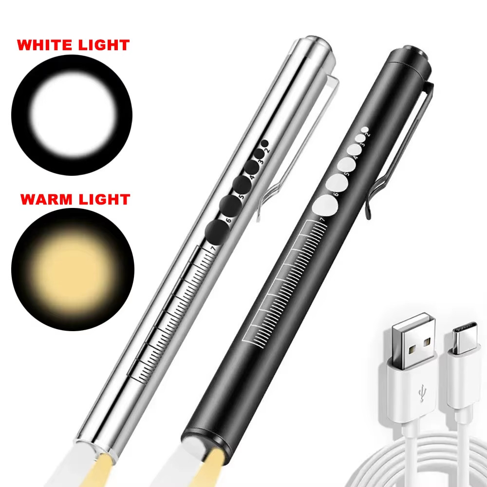 USB Rechargeable Medical Handy Pen Light Mini Nursing Flashlight LED Torch Lamp