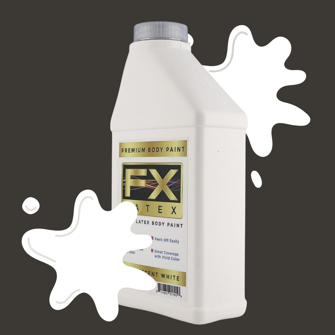 FX Latex Fluorescent White - 16 oz - Face and Body Paint GLOWS UNDER BLACKLIGHT!