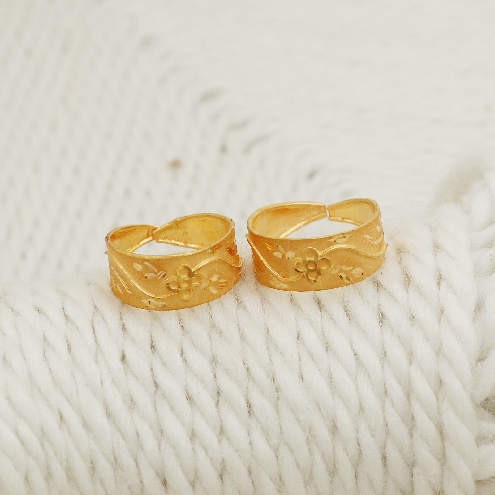 22k 22ct Gold Toering Indian Handmade 22kt Solid Gold Bichiya Toe Ring Pair