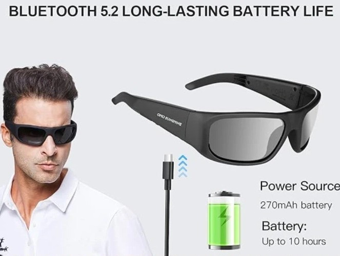 OHO SMART SUNGLASSES, Polarized with Bluetooth Speaker, Athletic/ Outdoors.