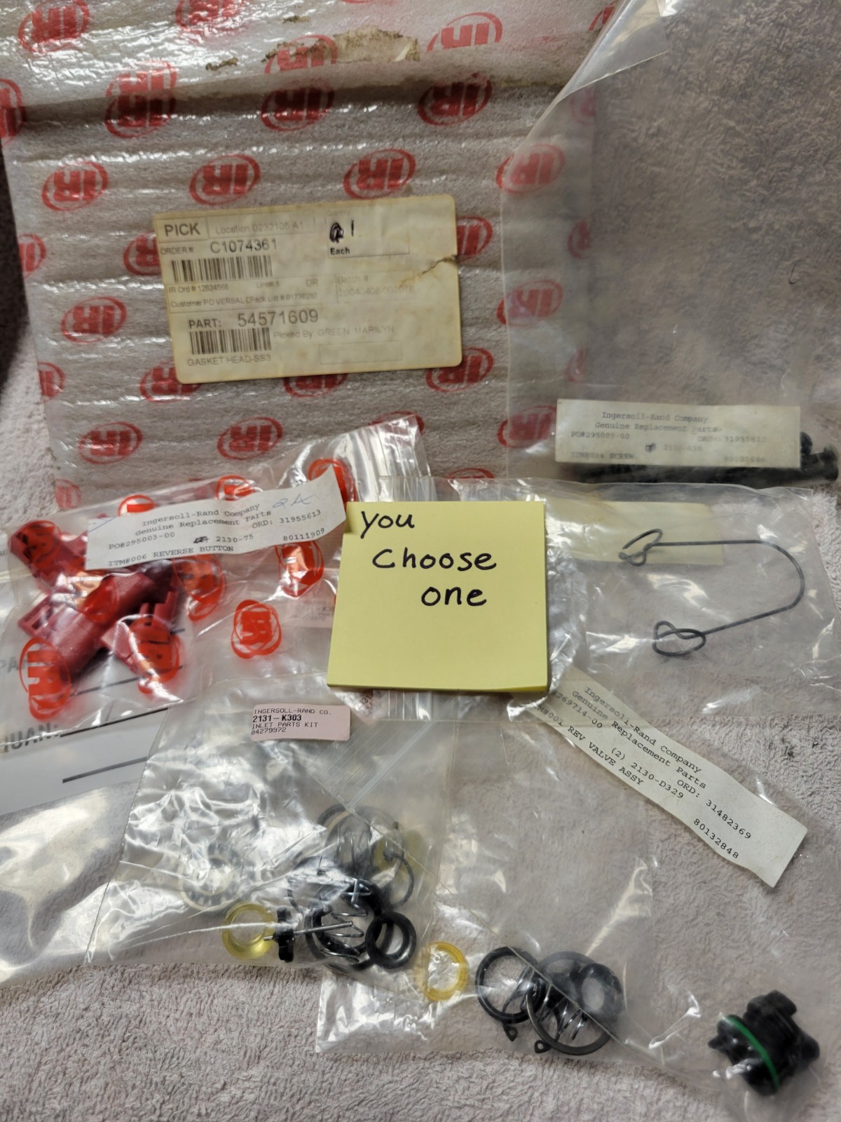 Ingersol Rand OEM Parts - You Choose Which One by MPN - NOS