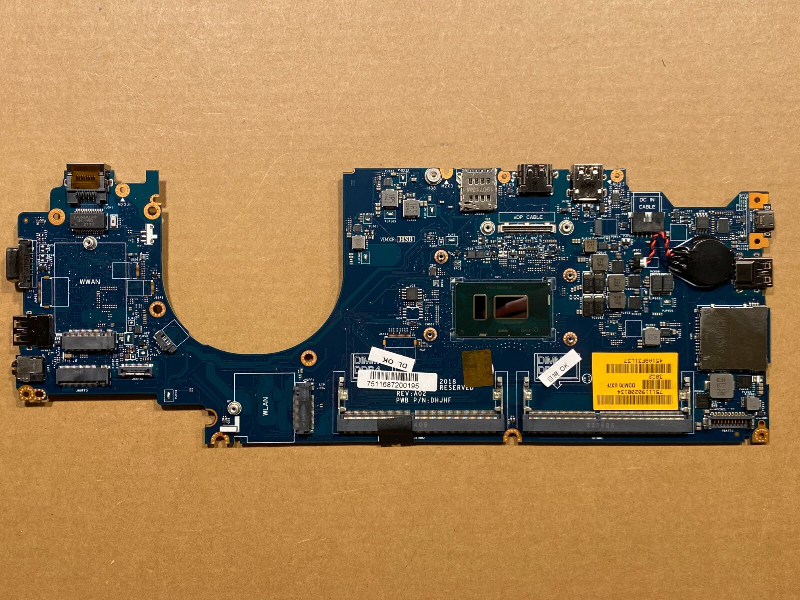 NEW Dell Latitude 5490 Motherboard Intel i7-8650U D3TCJ 46T0W M79GG LA-F401P