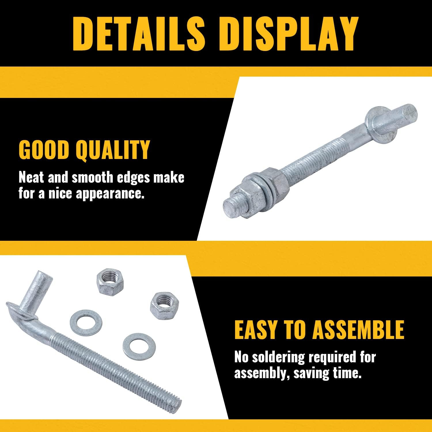 6" J Bolt Gate Hinge, Chain Link J Bolt Post Hinge with 5/8" Male Pin, Galvanize