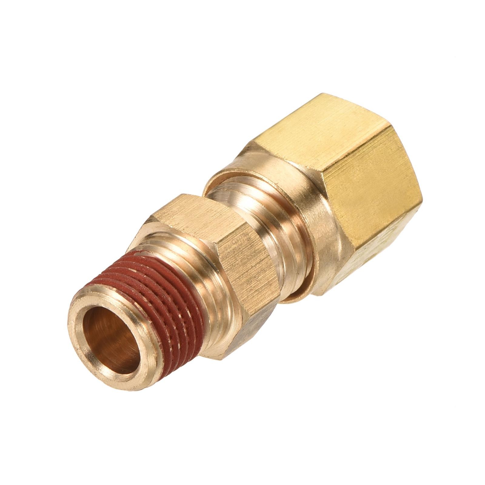 Brass Compression Tube Fitting 1/8NPT x 1/4" Tube OD Straight Coupling Adapter