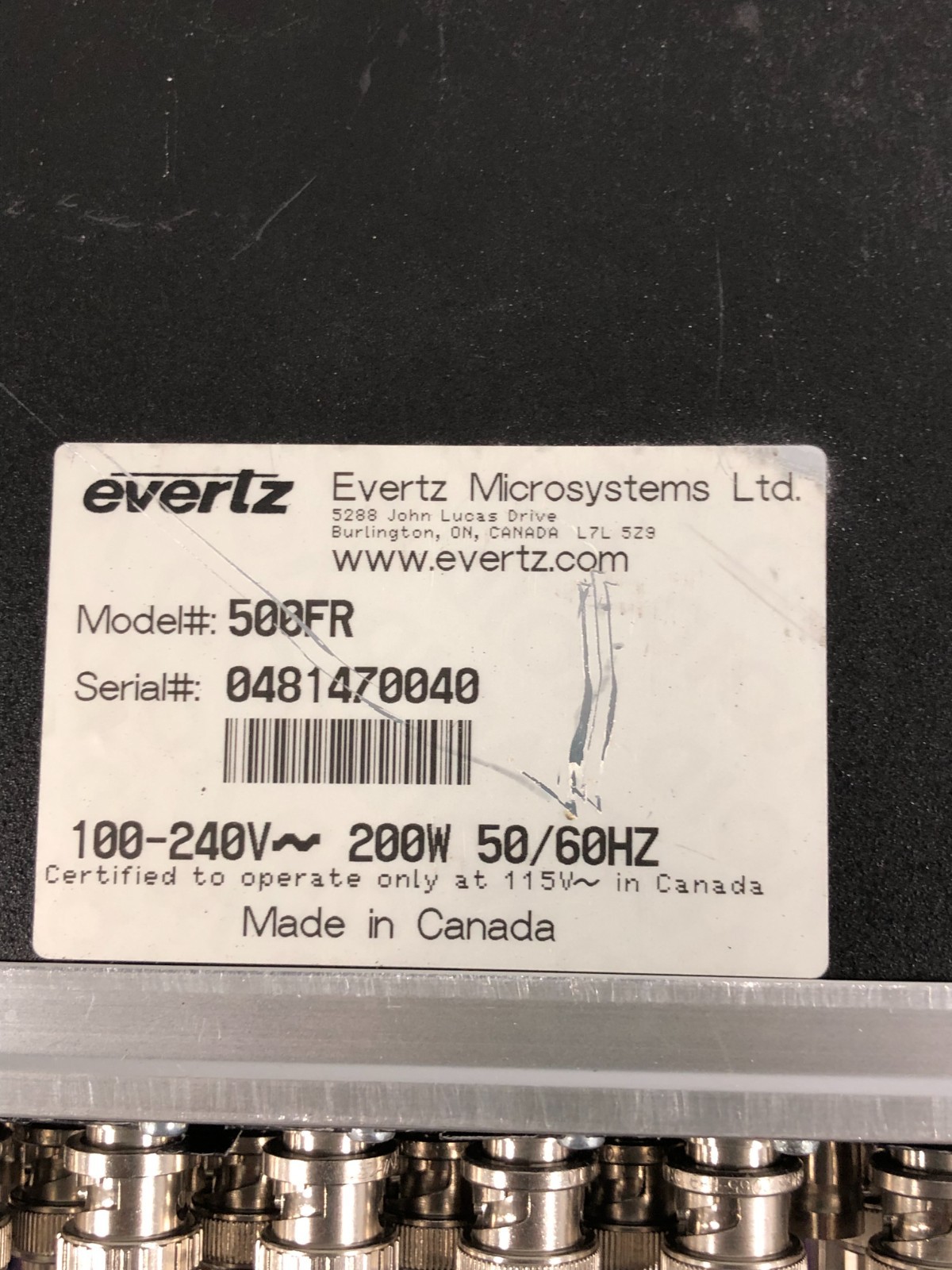 Evertz 500FR Exponent High-Density Video Distribution Frame- #E