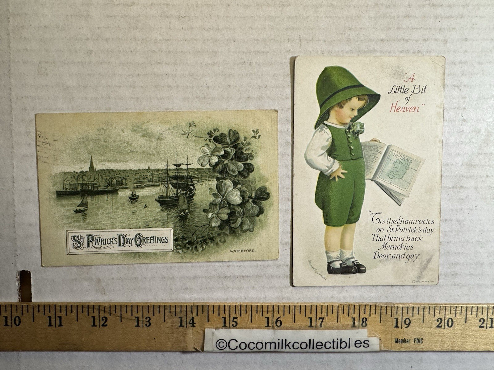 Vintage Lot of (2) St. Patrick's Day Greetings Postcards