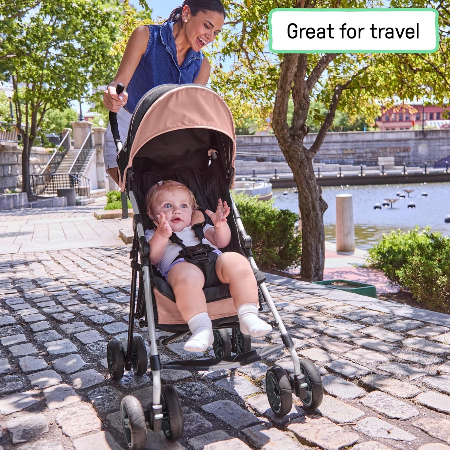Ingenuity 3D Mini Convenience Stroller Rose Pink Foldable Multi-Position Recline