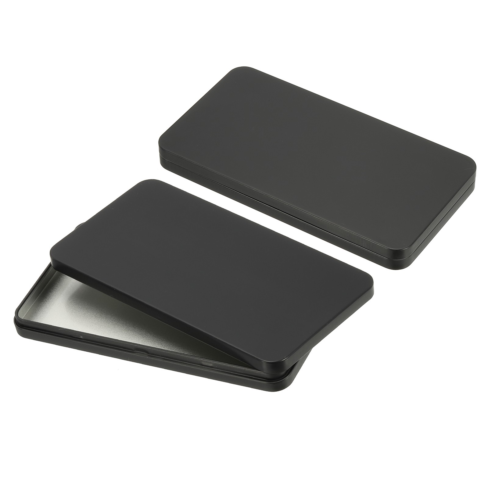 Small Cash Box, 2 Pcs Money Holder Metal Tin Box Cash Tray Organizer, Black
