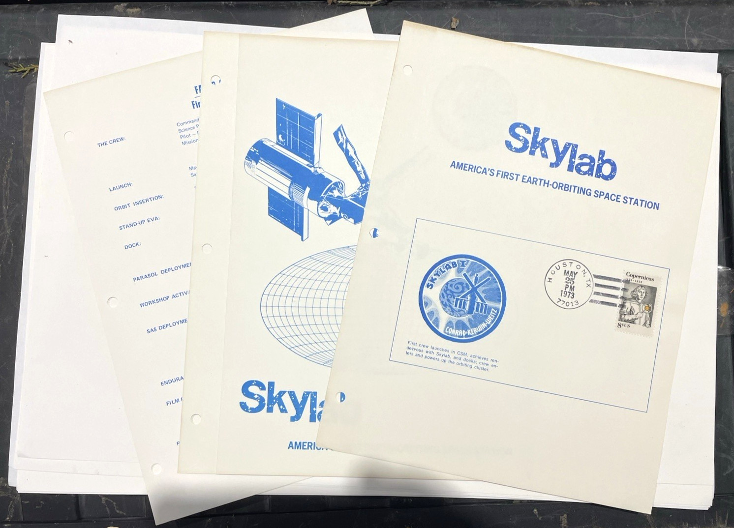 1973 Skylab Promo Packet w Copernicus 8 Cent Cancelled Stamp Houston Texas NASA