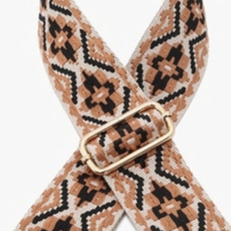 Boho Tribal Adjustable Bag Strap — Black & Orange