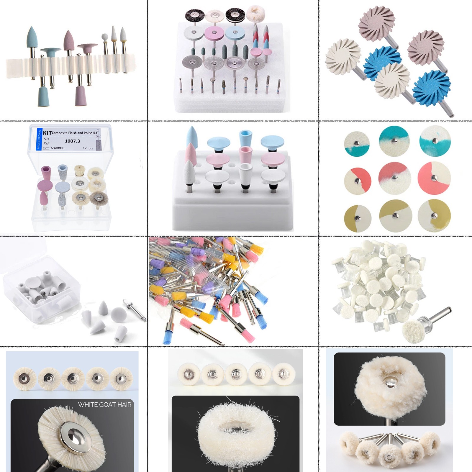 Dental Lab Composite Polishing Kit RA/HP Polisher Wheel For Porcelain