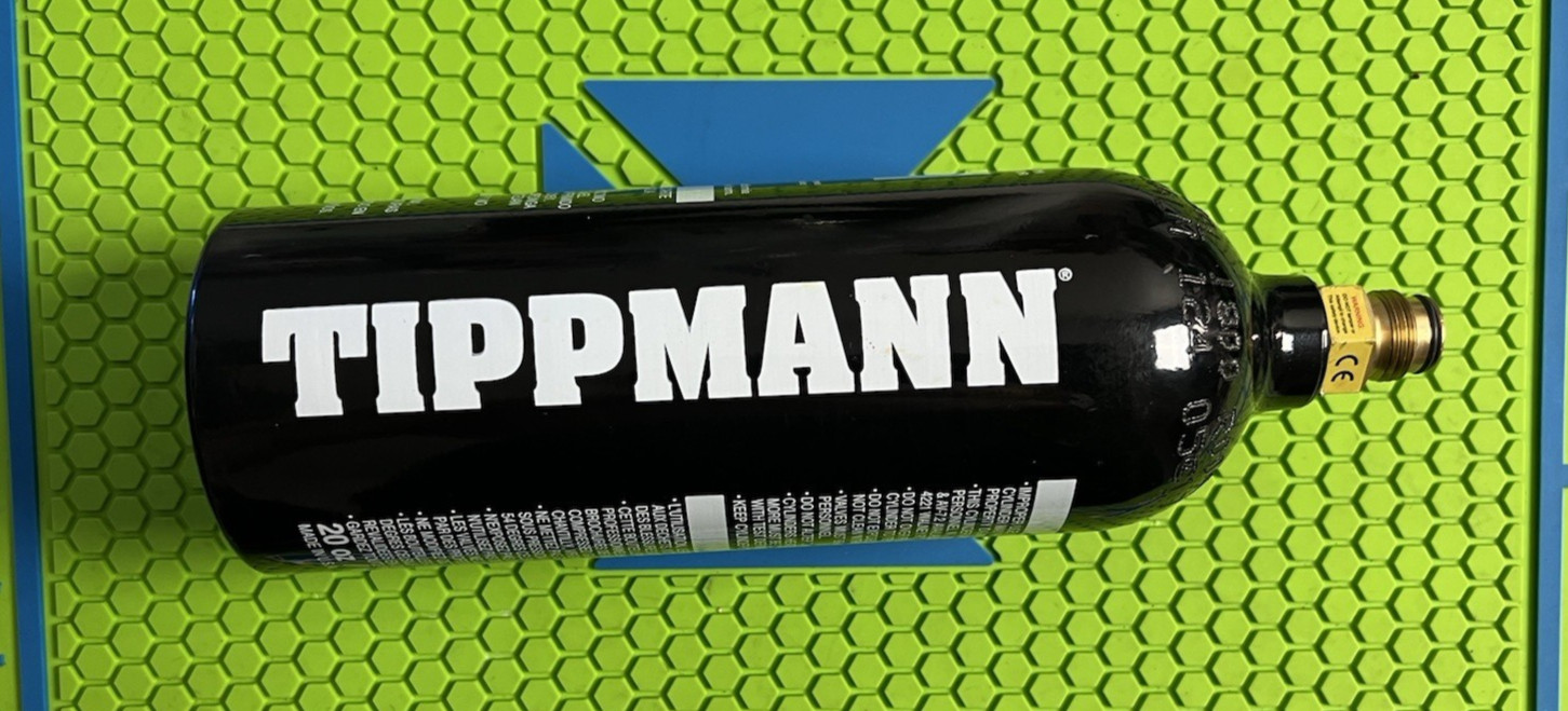 TIPPMANN 20 OZ CO2 CAPACITY PAINTBALL MARKER CANISTER (EMPTY) - BLACK VINTAGE