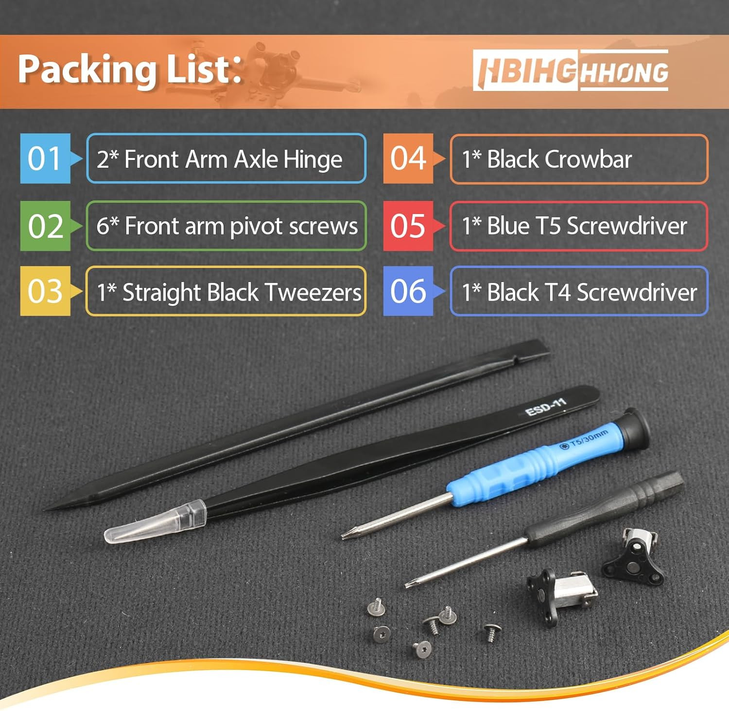 DJI Mini 3/Mini 3 Pro Front Arm Axis & Hinge Replacement Kit 2Pcs with Screws &